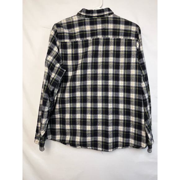 LL Bean Mens 1X Long Sleeve Flannel Blue White Plaid Button Front Shirt - Picture 7 of 8